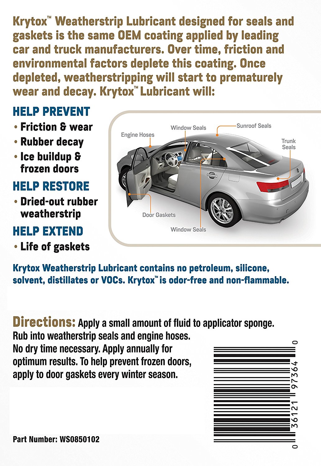 164WS0850102 Krytox Weather Strip Lube