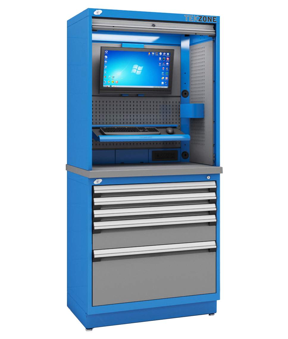 399TZC010P Rousseau® Toolbox with Secured Hutch, 36"W x 24"D x 80"H