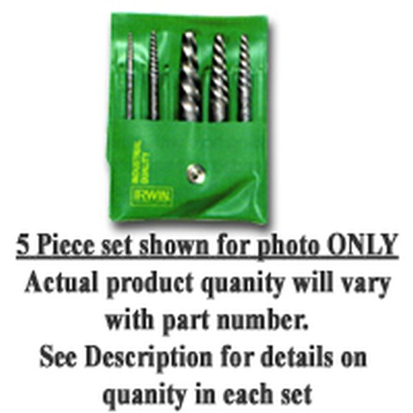 HAN53535 5Pcs Spiral Flute Ex1 Thru Ex5 Screw Extractor Set Hanson