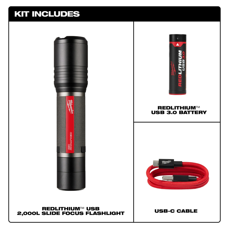 MLW2162-21 - Milwaukee Tool REDLITHIUM USB SLIDE FOCUS FLASHLIGHT