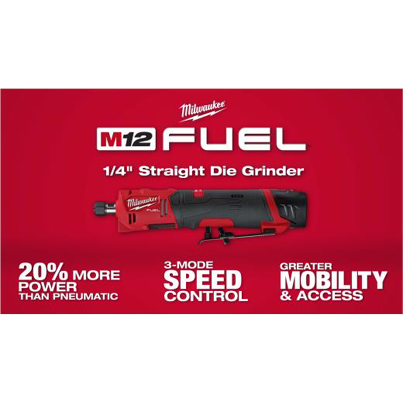MLW248622 Milwaukee Tool M12 FUEL 1/4" Straight Die Grinder Kit